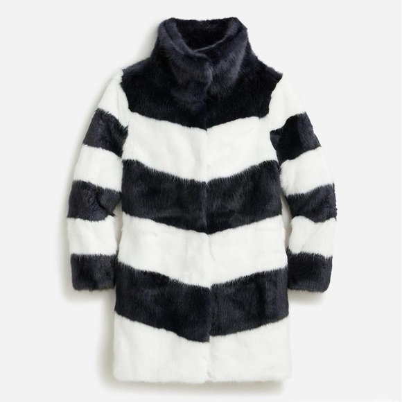 J.Crew Collection Faux Fur Topcoat in Stripe Women’s Size XXS - Picture 7 of 14